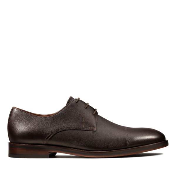 Clarks Mens Oliver Cap Wide Fit Shoes Dark Brown | CA-1098274